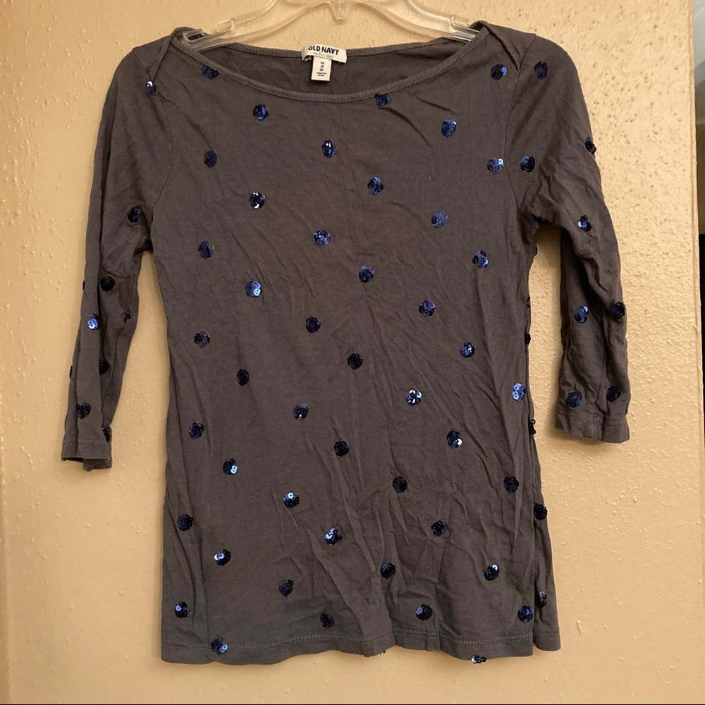Blue Glitter Polka Dot Top